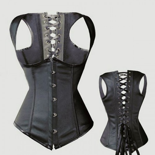 Corset sub bust cu bretele si inchidere cu siret la spate Corset sub bust cu bretele si inchidere cu siret la spate