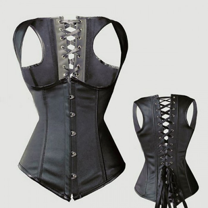Corset sub bust cu bretele si inchidere cu siret la spate Corset sub bust cu bretele si inchidere cu siret la spate